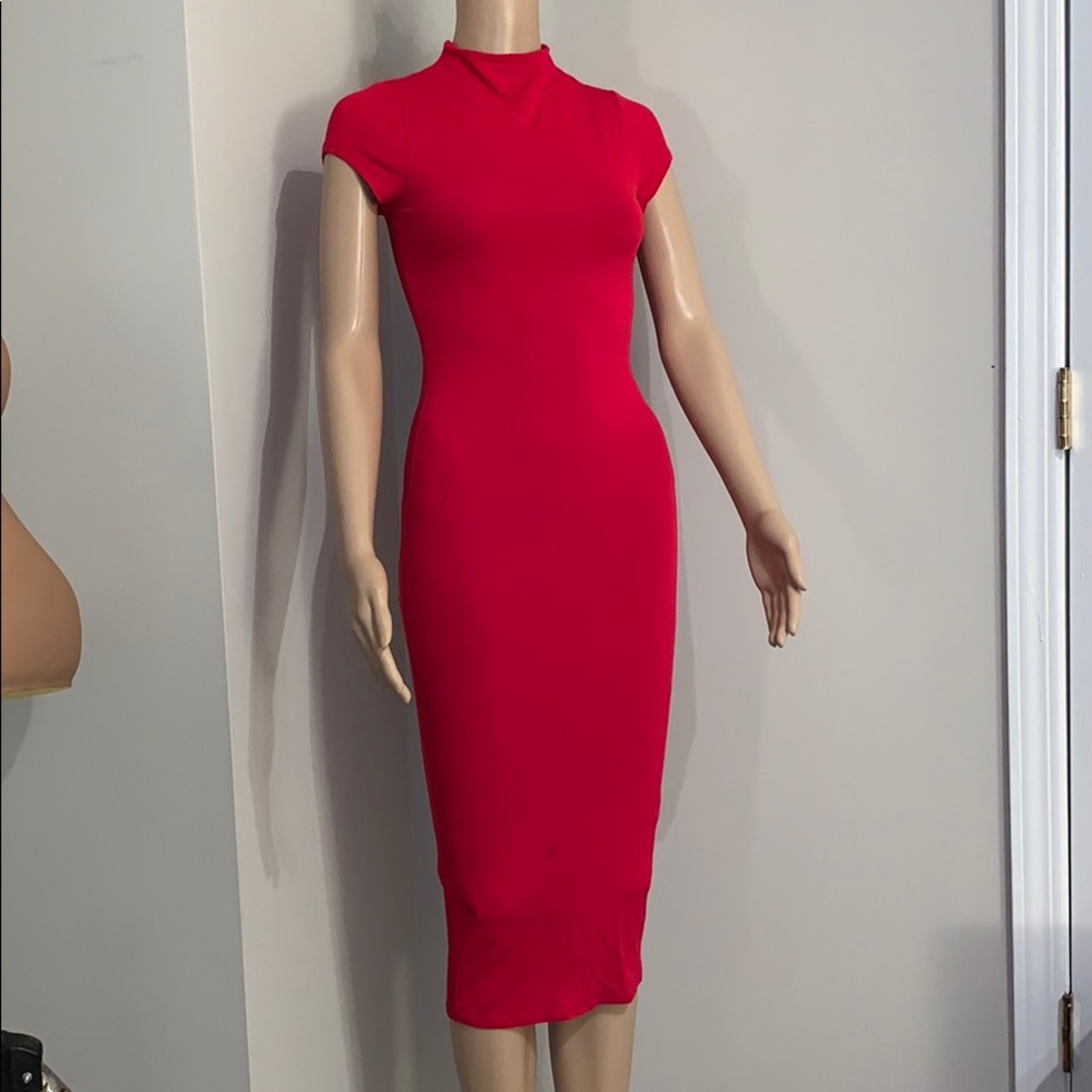 Red fitted dress